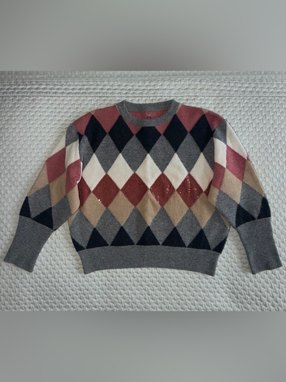 Brunello Cucinelli Kids Cashmere Light Gray Ribbed-Knit Sweater